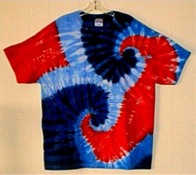 Hand-folded and Tie-dyed Double Patriotic Spiral.